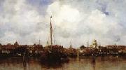 Jacob Maris Dutch Town on the Edge of the Sea oil painting reproduction